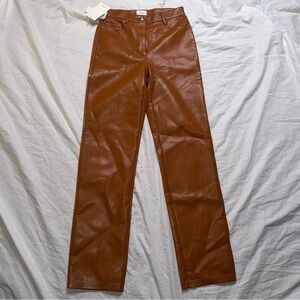 Wilfred Melina High Rise Faux Leather Pants | Rich Chestnut | Size 0 (NWT)